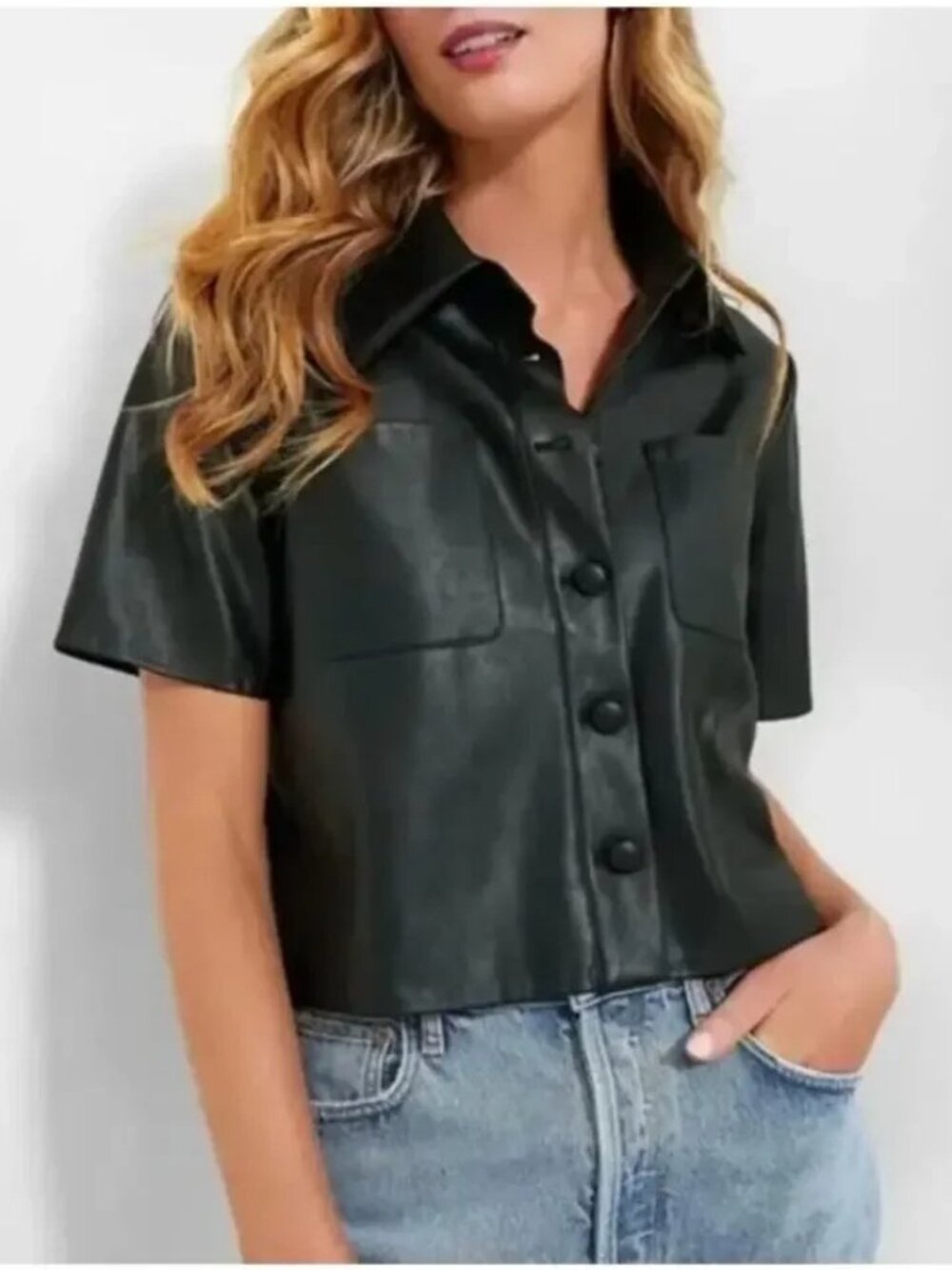 Tuckernuck Pomander Place Vegan Leather Top in Black New Top